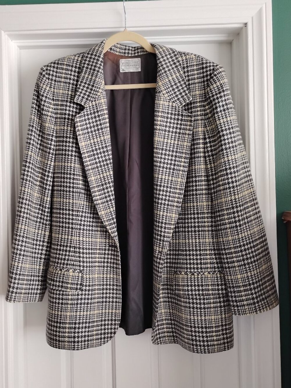 EUC PENDLETON! 100% PURE VIRGIN WOOL GRAY & WHITE PLAID JACKET, BLAZER! SZ XL